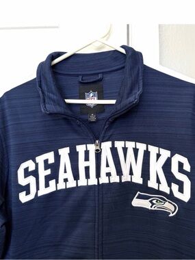 NFL Seattle Seahawks Men’s Fleece Jacket Size M Blue White Full Zip Football